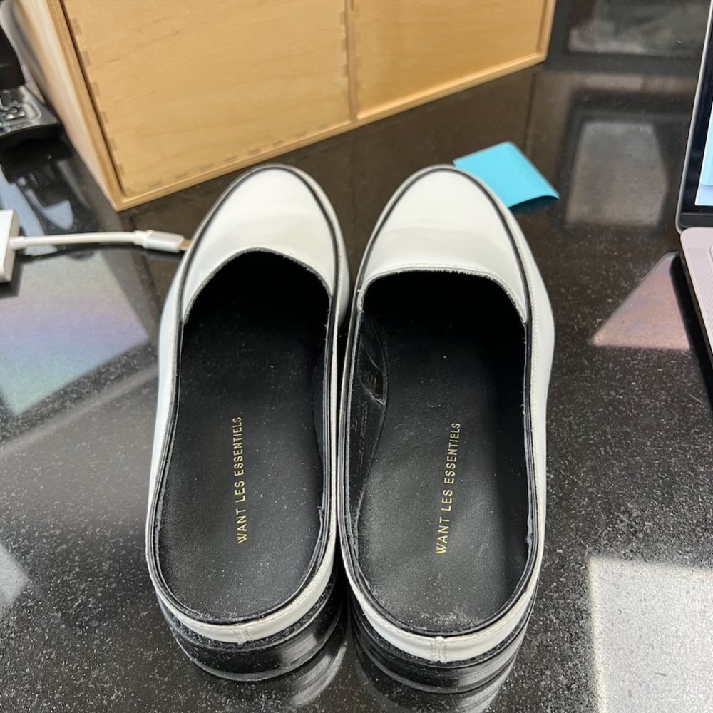 WANT Les Essentiels White & Black Leather Loafers - Picture 4 of 5